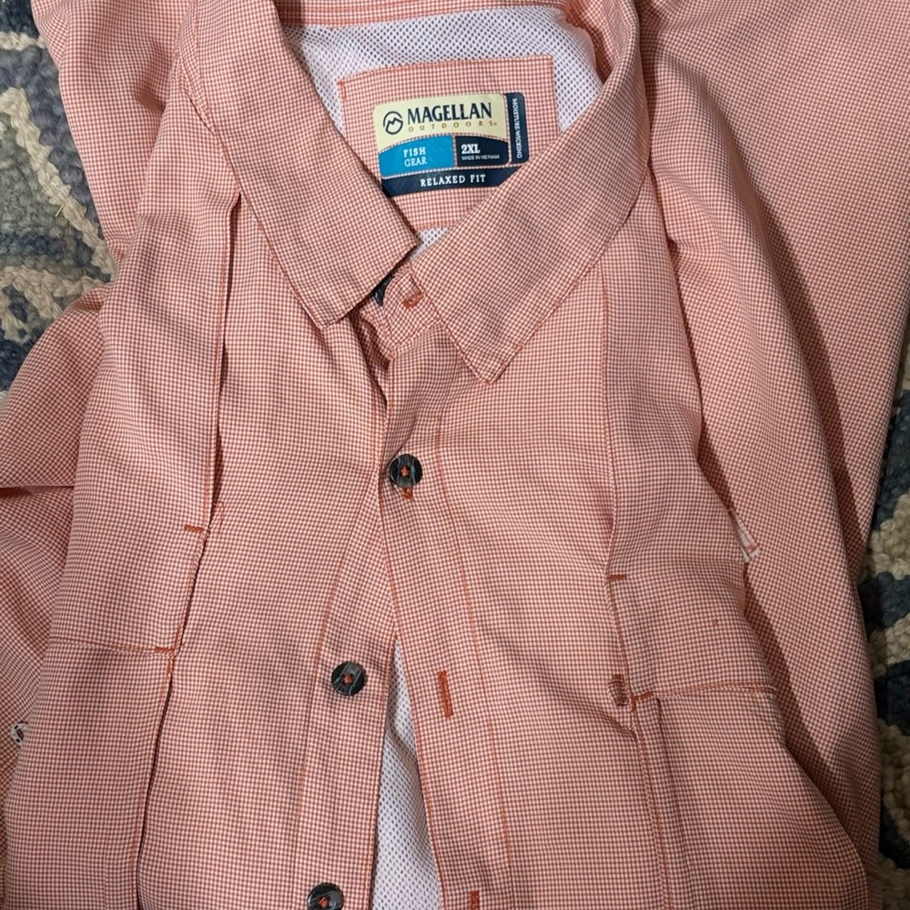 Magellan Outdoors Orange Casual Button Down Shirt